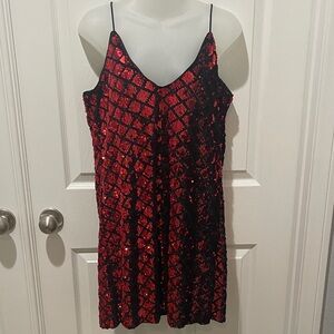 Red and Black Sequin Dress